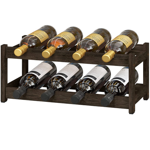 BAMEOS wine rack two-tier front view, sturdy freestanding design for counter or cabinet storage