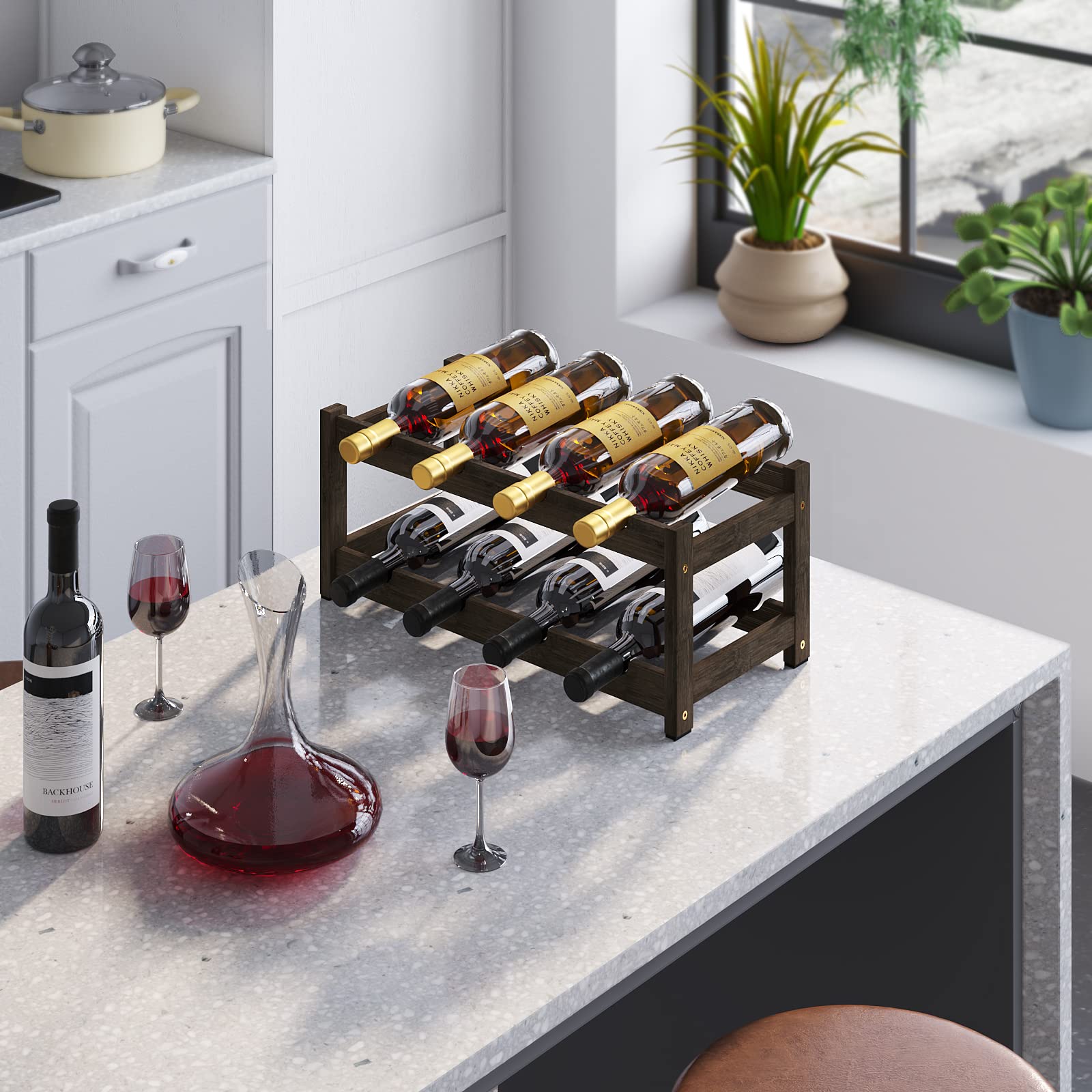BAMEOS wine rack bamboo material close-up highlights natural grain and eco-friendly option
