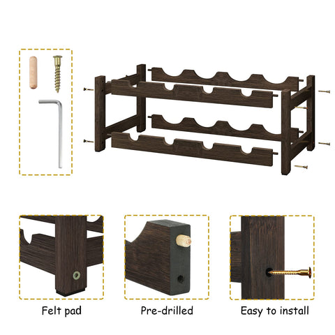 BAMEOS wine rack compact footprint fits pantry, countertop, or cabinet alignment