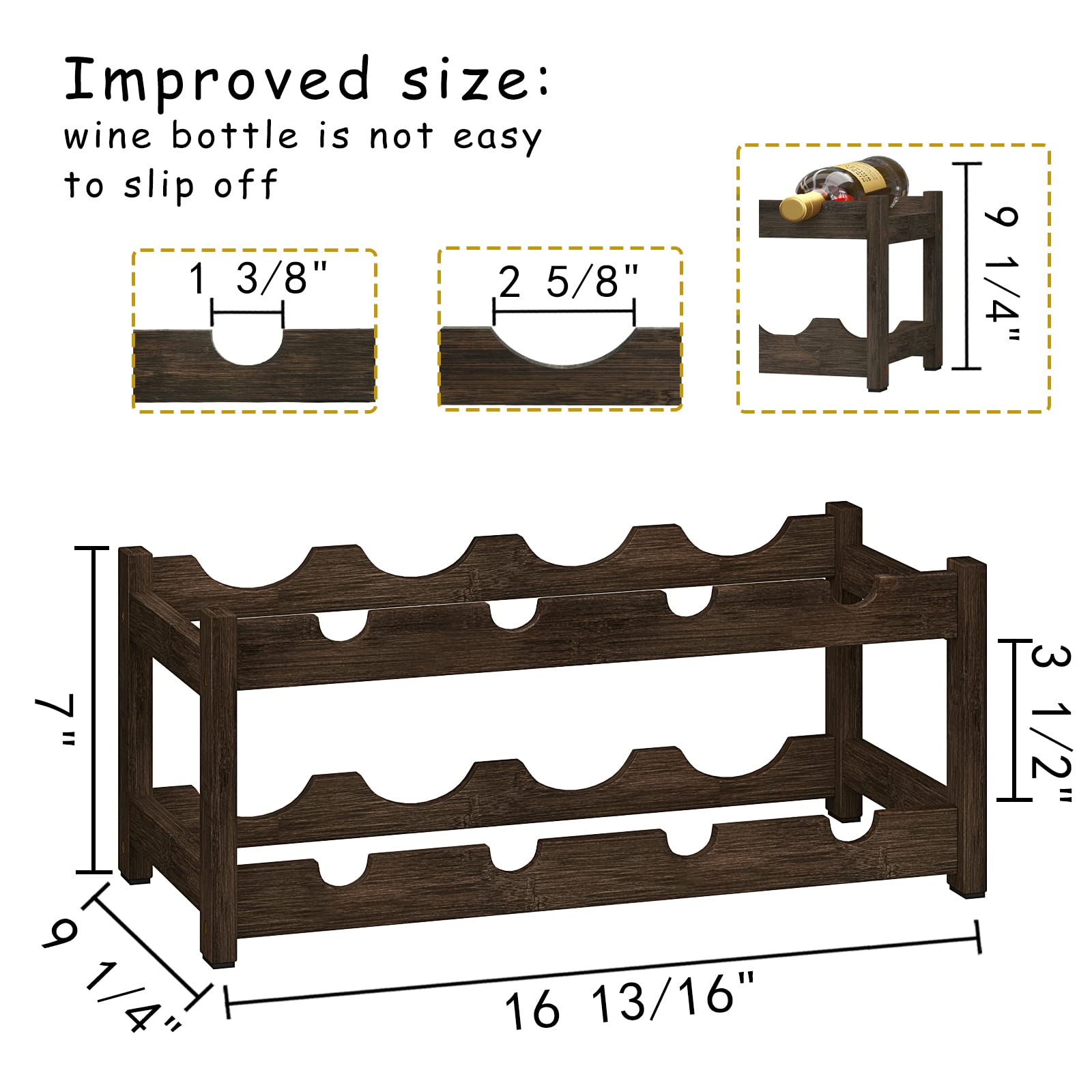 BAMEOS wine rack sturdy assembly promotes reliable bottle storage on any flat surface