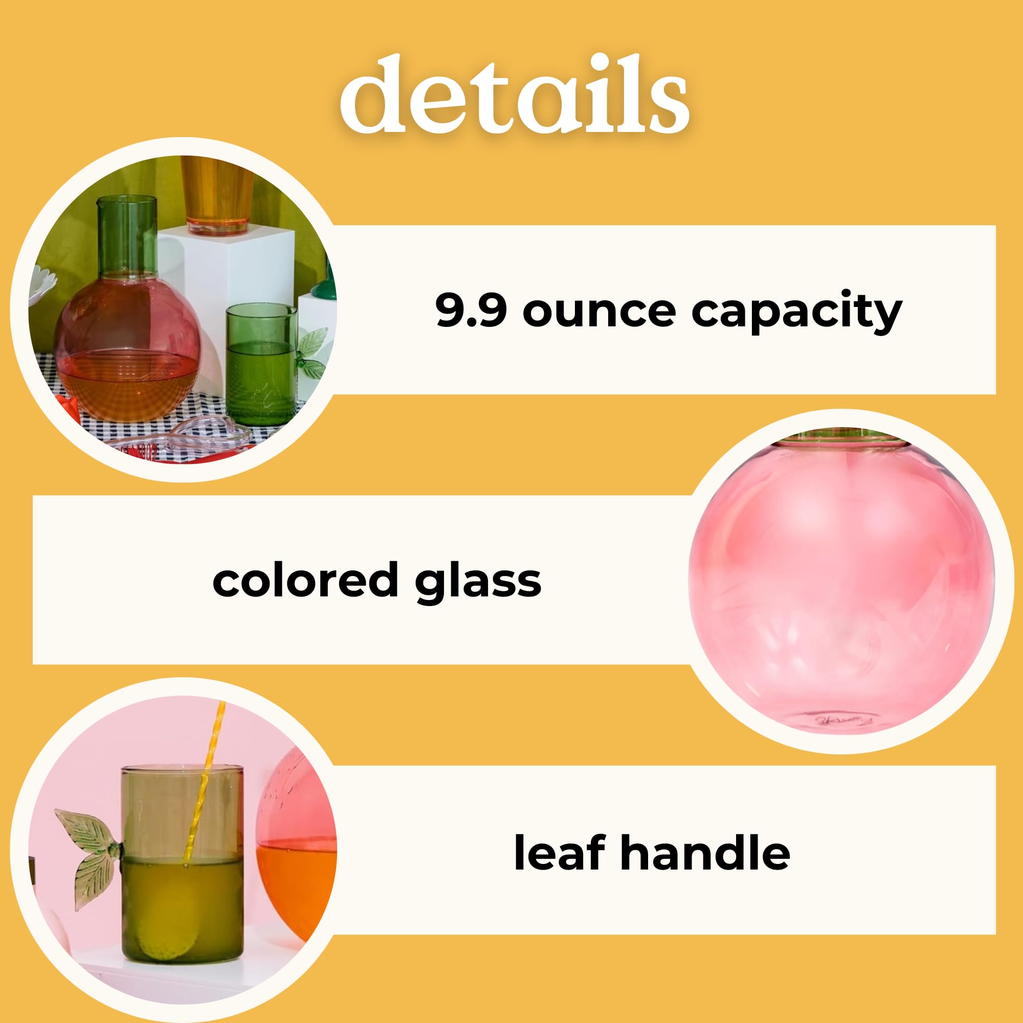 Ban.do glass cup doubles as lid with leaf-shaped handle for convenience.