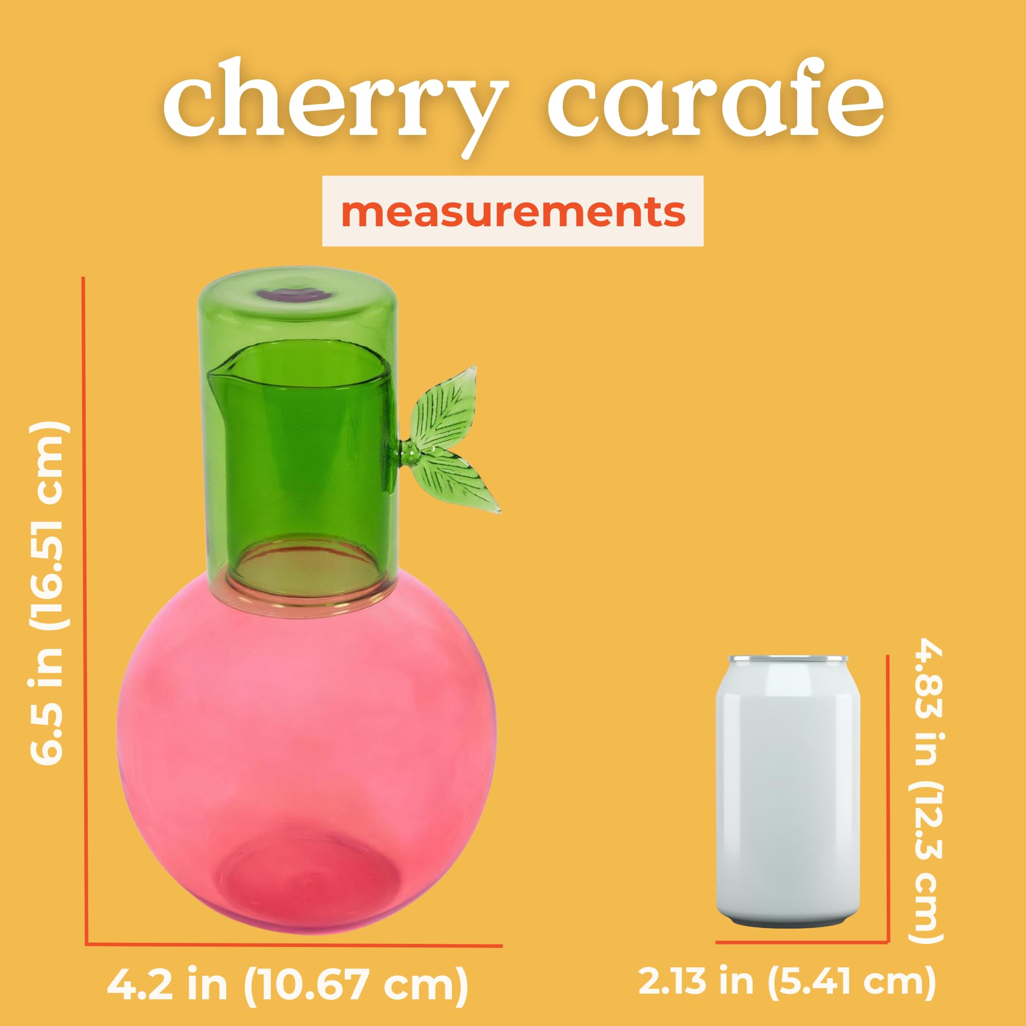 Ban.do tinted glass carafe keeps drinks cool while adding playful charm.