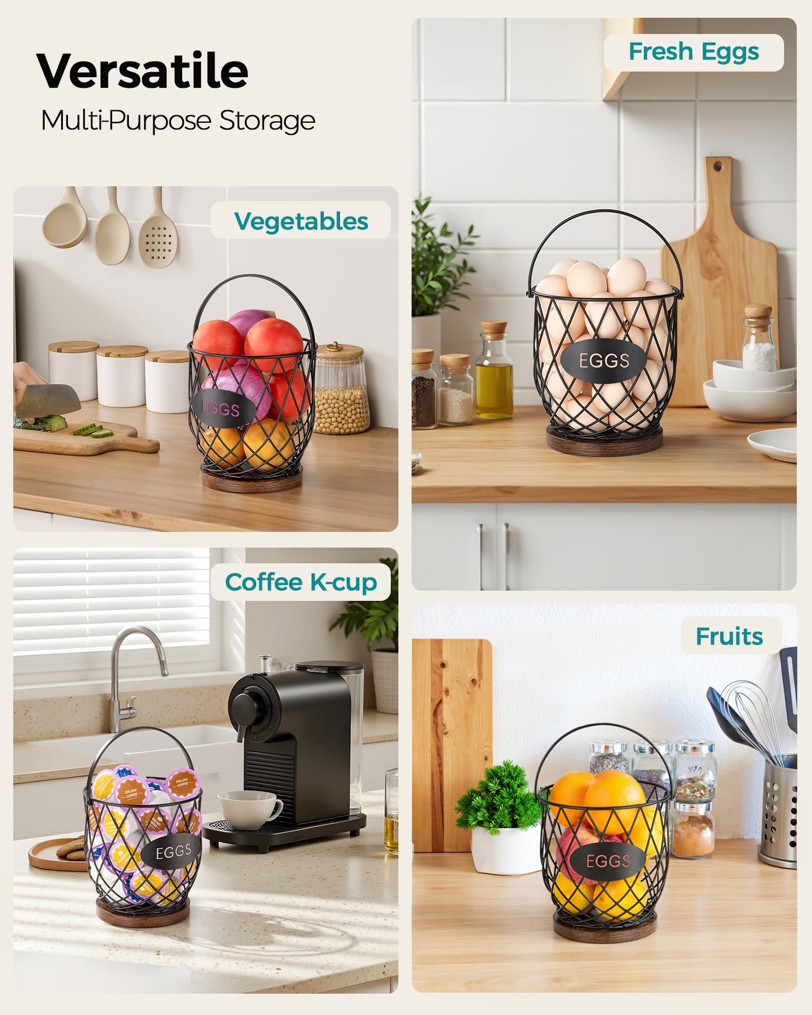 Banawey egg basket enhances kitchen storage with vintage style decor
