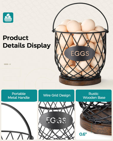 Banawey egg basket on a kitchen counter adds rustic farmhouse charm