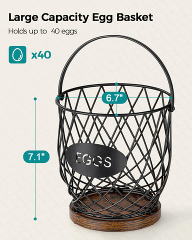 Banawey egg basket featuring a metal handle for simple transport