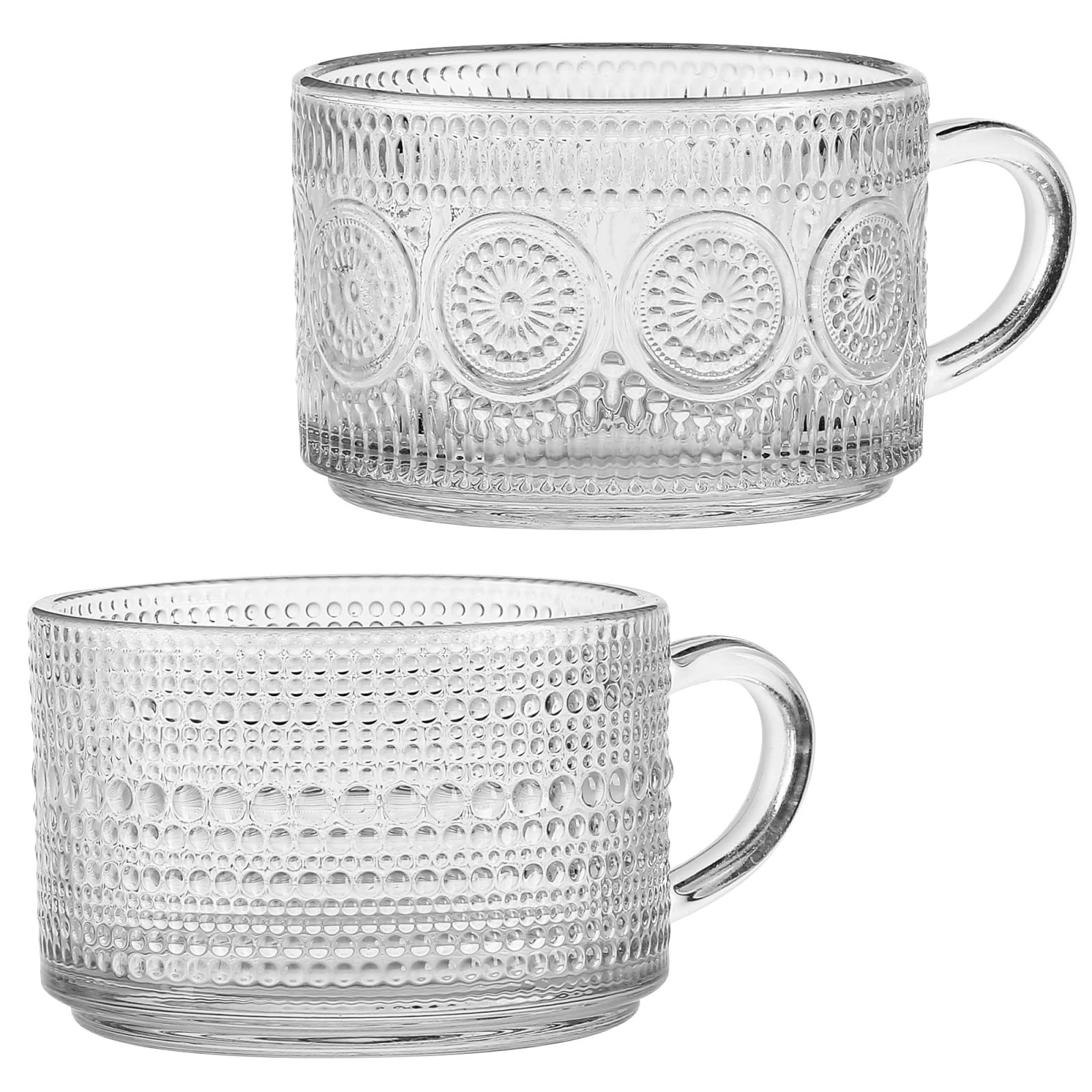 Bandesun vintage glass coffee mug front view, ideal for rich morning coffee.