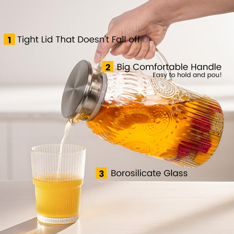 Bandesun pitcher lid filter opening demonstrates dual pour and filter
