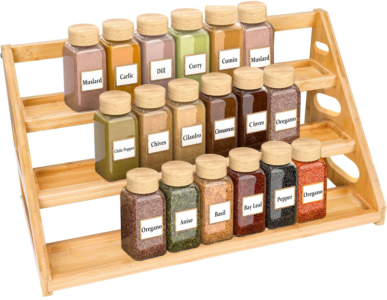 Banlilus Spice Rack with 3-tier design keeps spices organized and accessible.