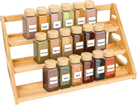 Banlilus Spice Rack with 3-tier design keeps spices organized and accessible.