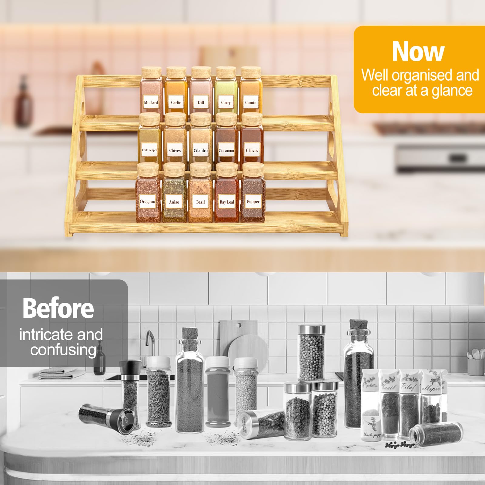 Banlilus bamboo material adds natural warmth and durability to your kitchen storage.