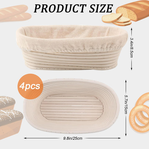 Natural rattan 10-inch oval banneton basket supports dough fermentation