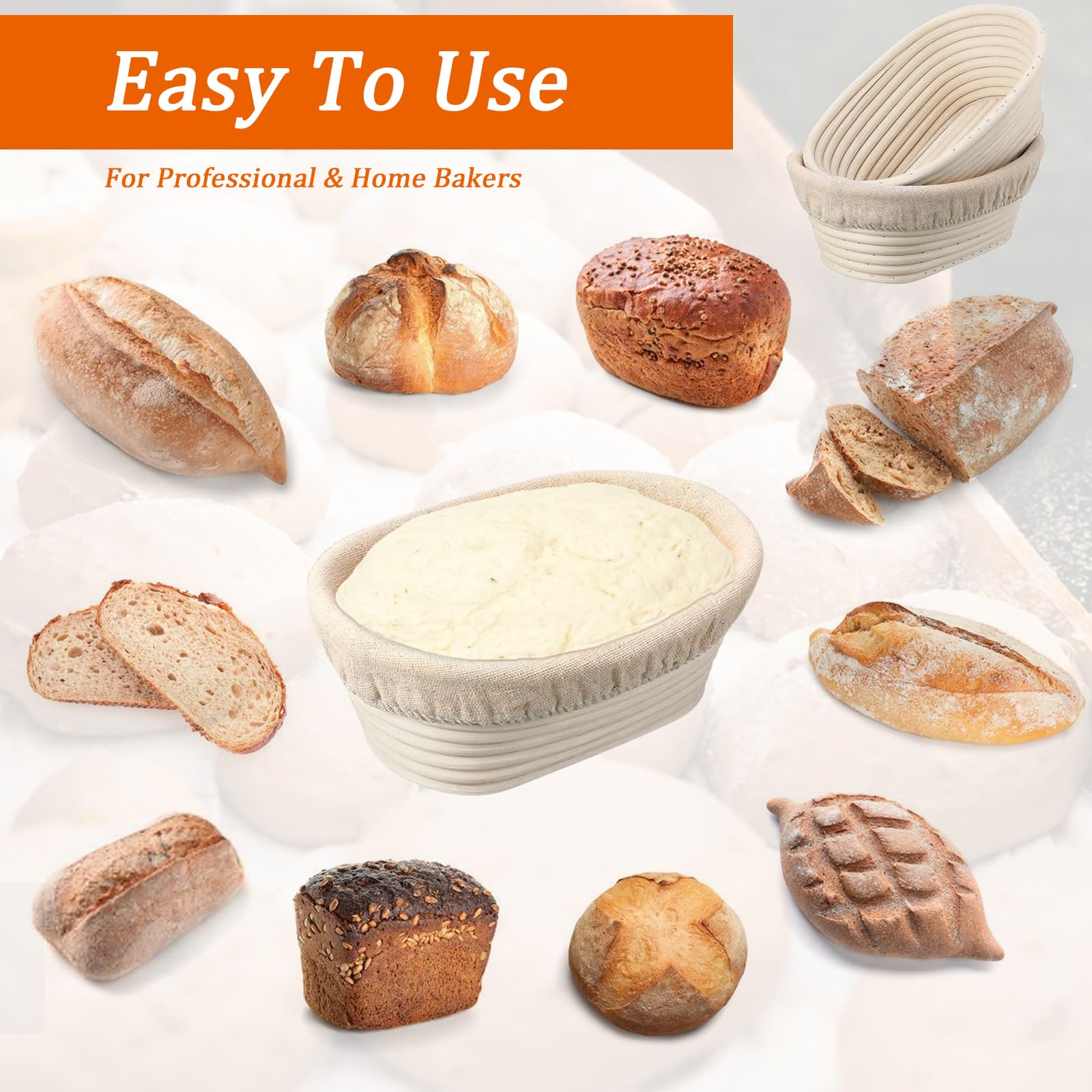 Oval banneton loaf-pattern forms help shape bakery-style loaves