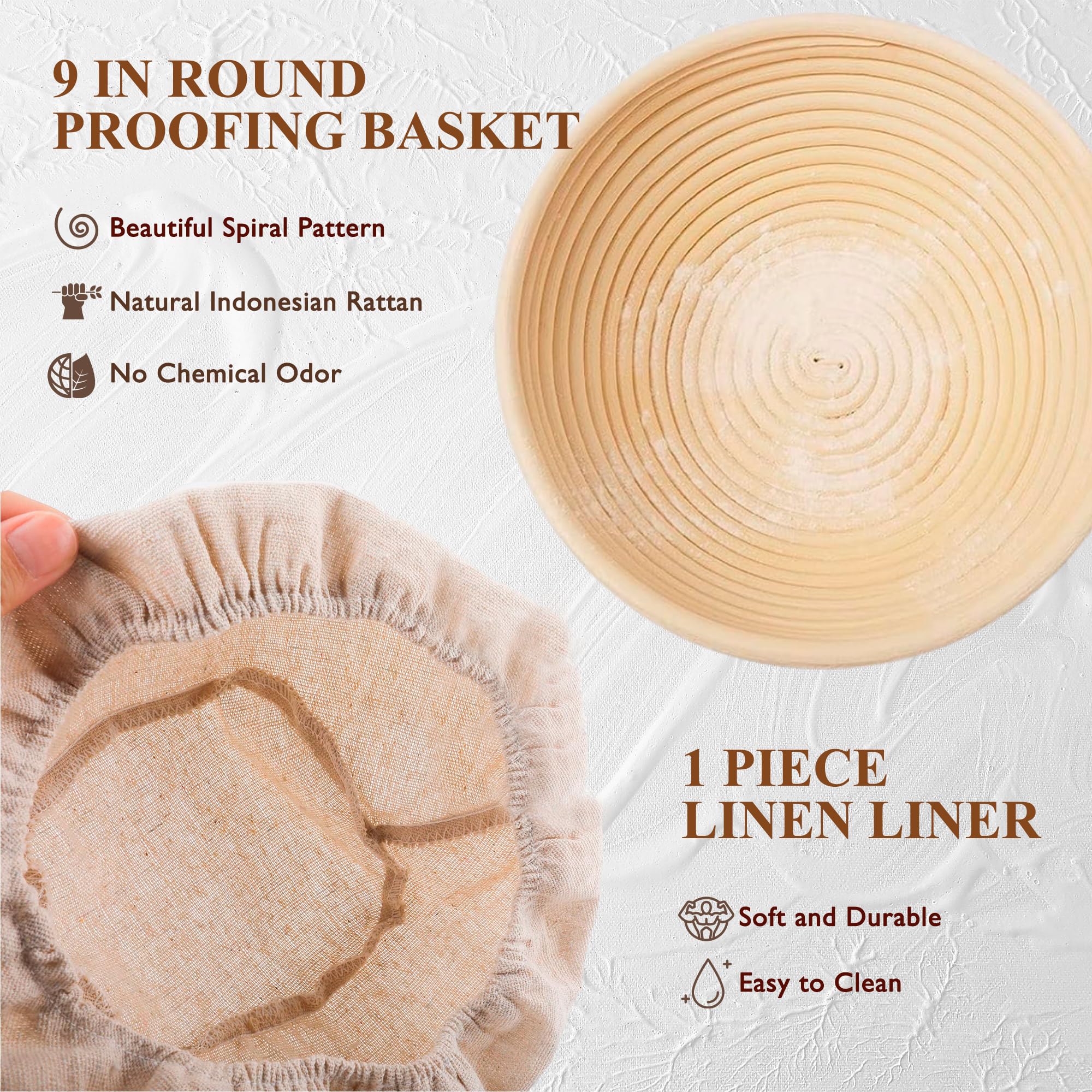 BANTBSKT natural Indonesian rattan banneton promotes safe fermentation texture