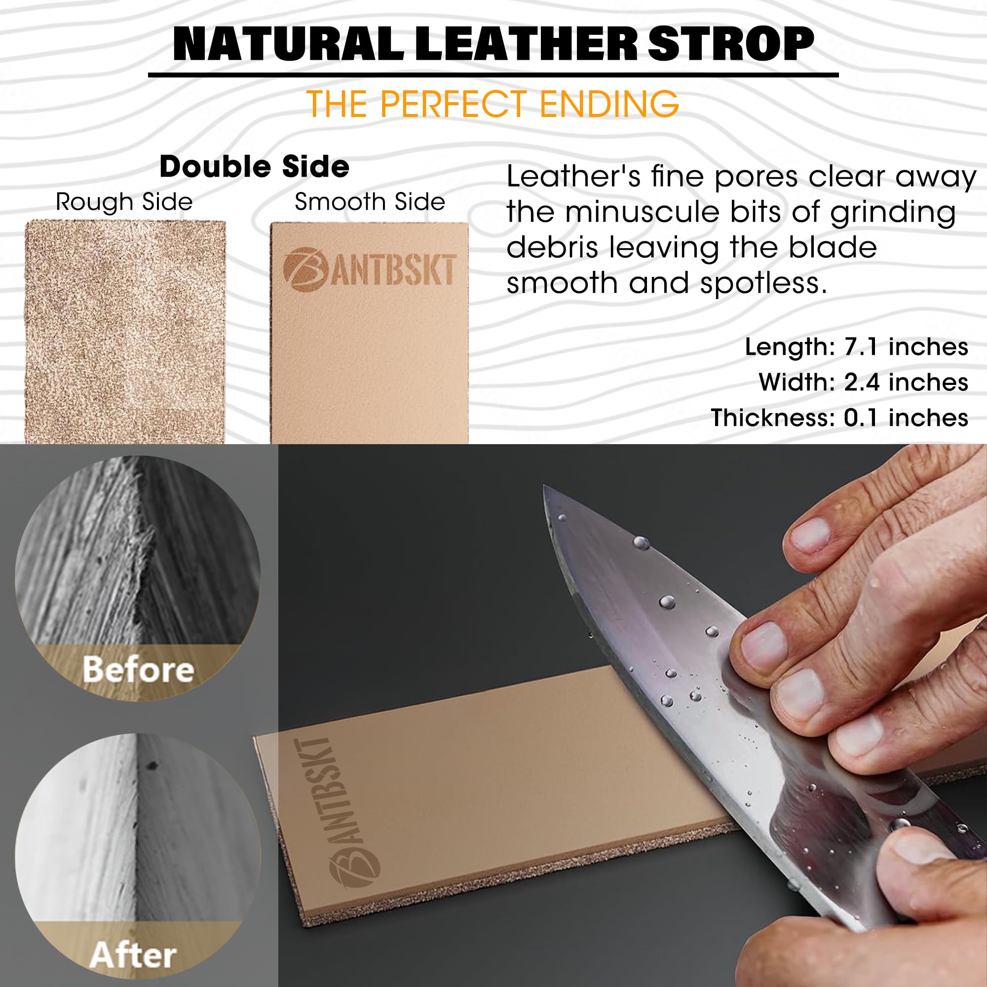 BANTBSKT sharpener kit leather strop polishes blades to shine