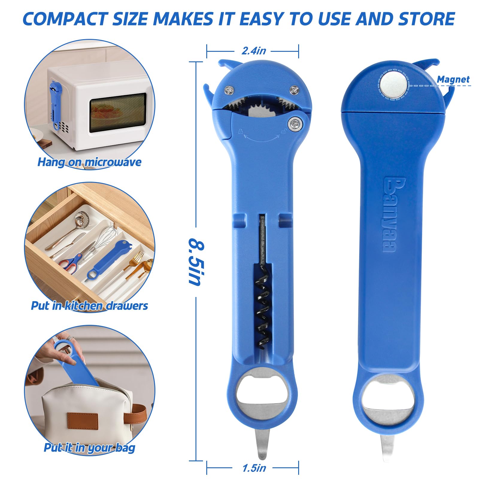 Banyaa magnetic top storage keeps the tool within reach on the fridge.