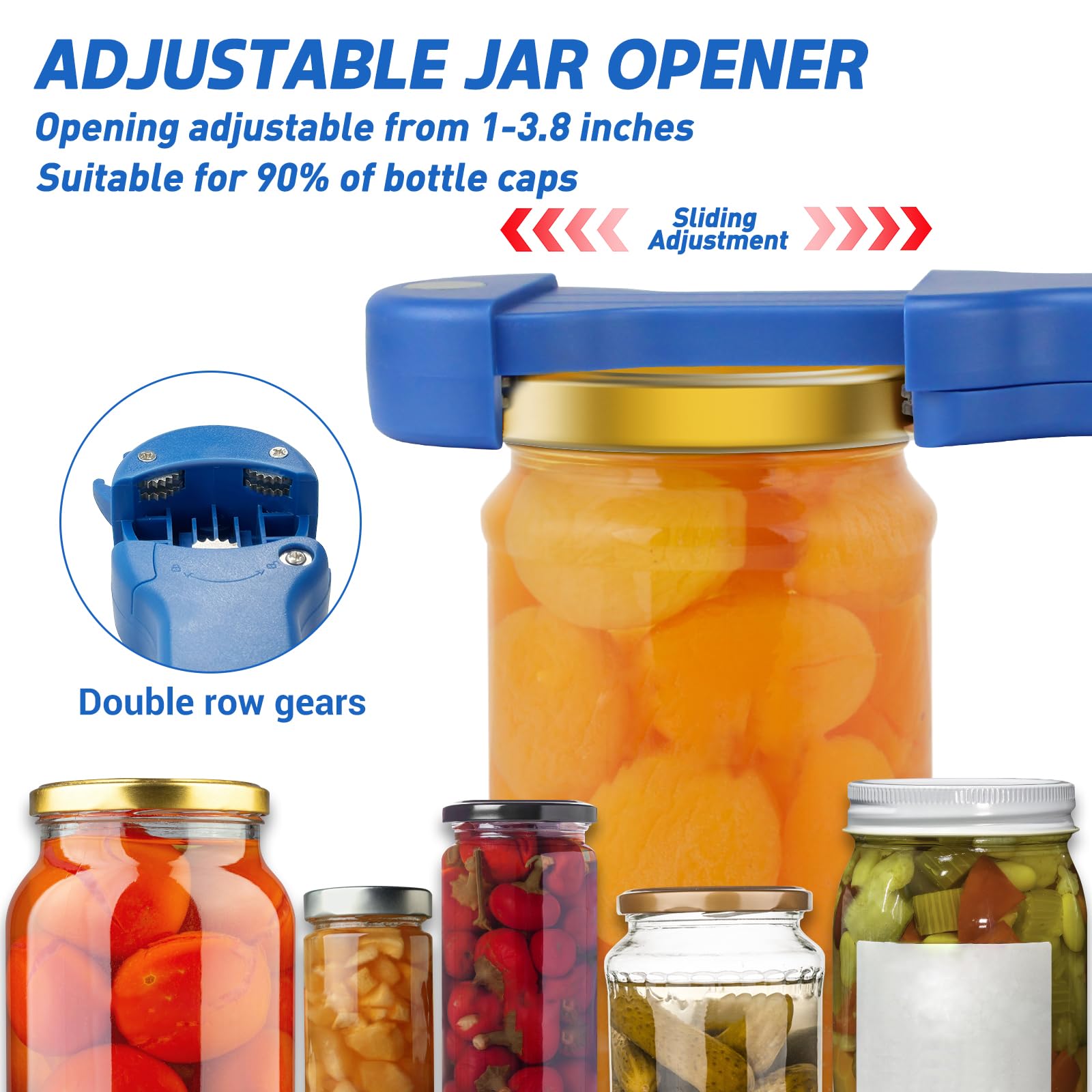 Banyaa retractable gear system adapts to jar lids of different sizes with smooth operation.