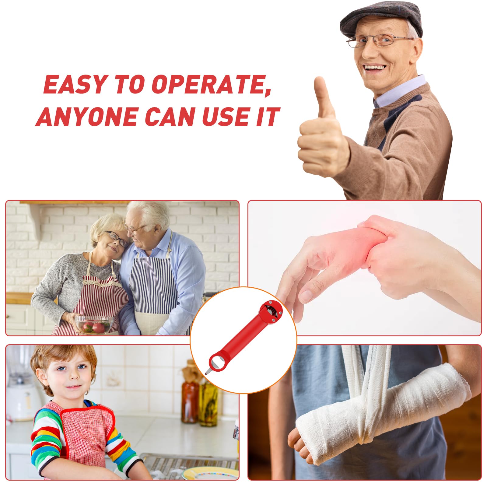 Senior-friendly Banyaa opener assists with weak hands in the kitchen.