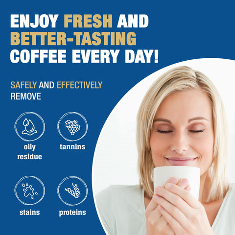 Bar Keepers Friend Coffee Maker Cleaner carafe after cleaning shows a bright interior.