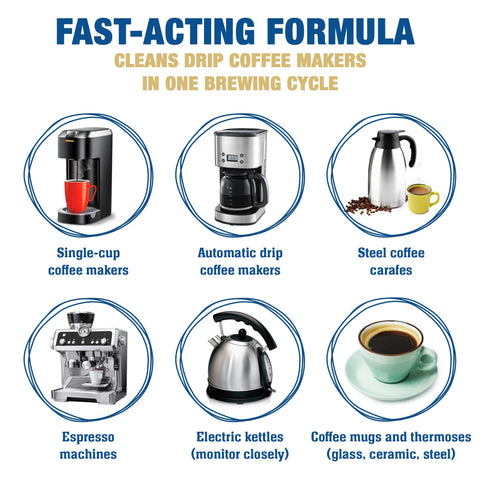 Bar Keepers Friend Coffee Maker Cleaner on a drip coffee pot for polished surfaces.