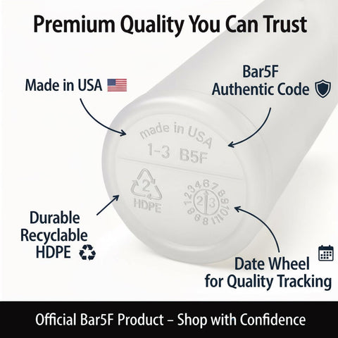 Bar5F USA-made, BPA-free material emphasizes safety and quality.