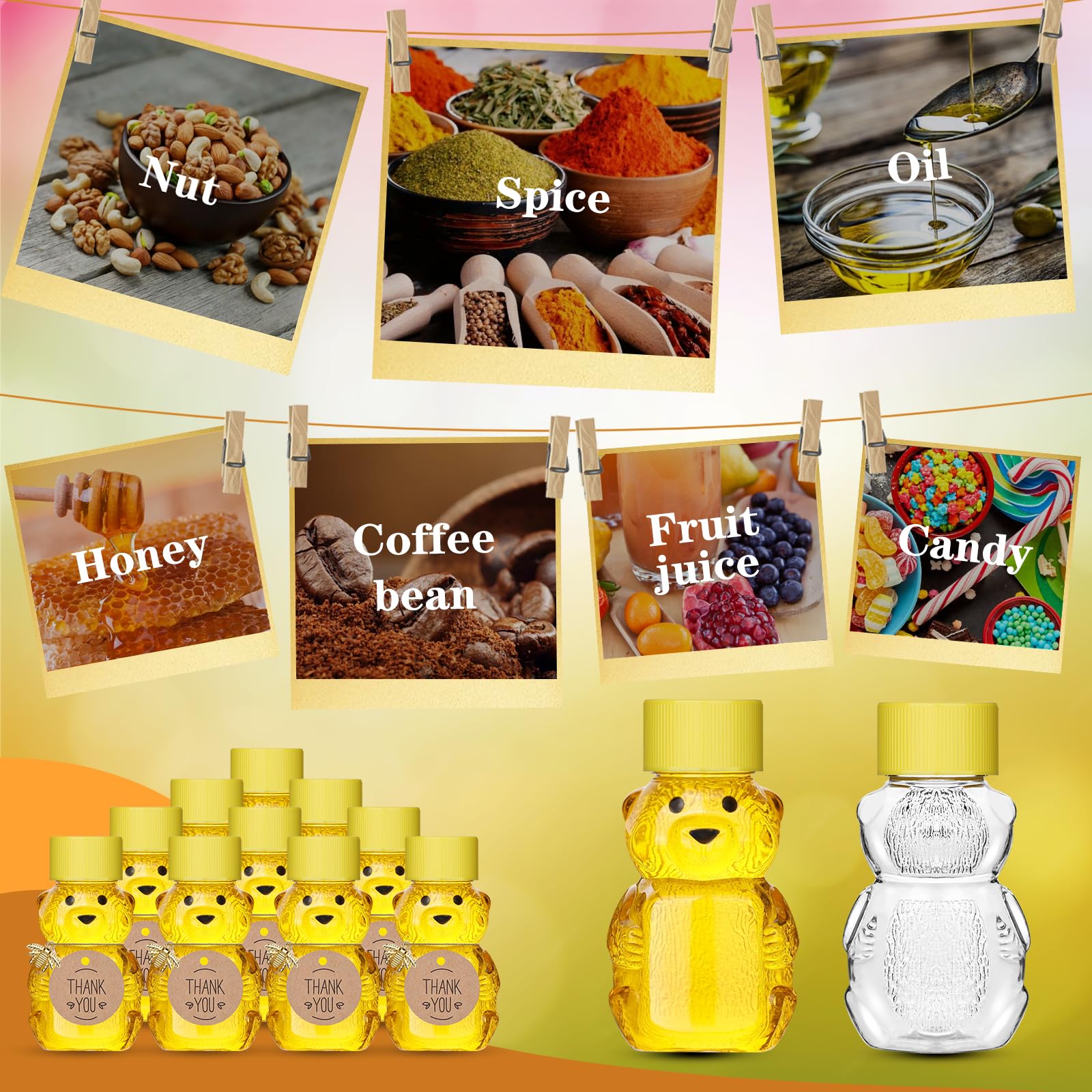 Barafat bear bottle contents usage, stores honey, jam, or candies