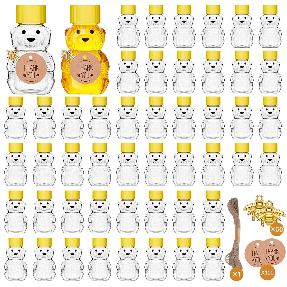 Barafat honey bear bottle 2oz front view, ideal for honey storage