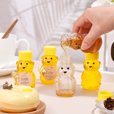 Barafat honey bear bottle empty transparent body showing contents