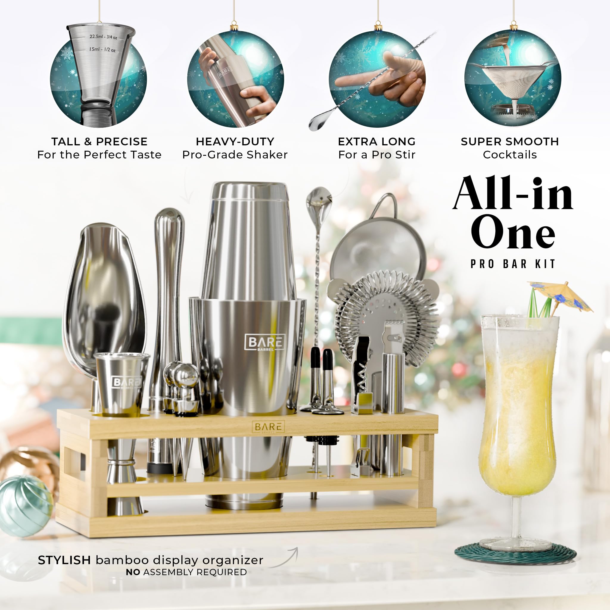 Bare Barrel 28oz Boston Shaker highlighted for durable stainless steel performance.