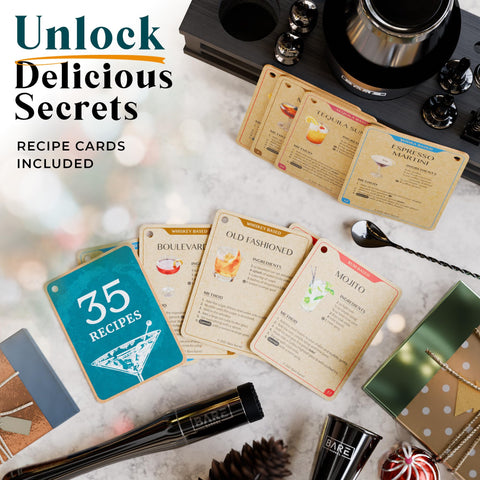 Bare Barrel 35 recipe cards inspire classic and modern cocktails.