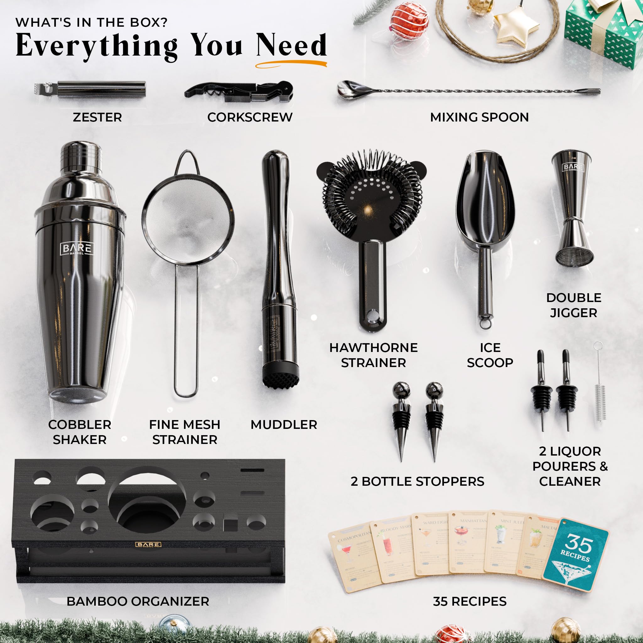 Bare Barrel bamboo organizer keeps tools neatly within reach.