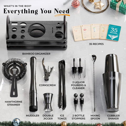 Bare Barrel stainless bar tools set for durable bartending essentials