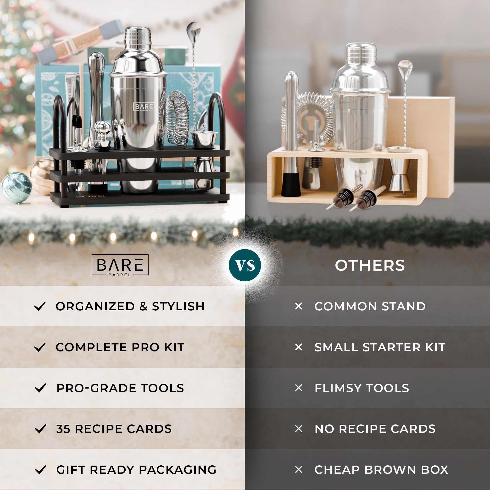 Bare Barrel dishwasher-safe stainless steel tools simplify cleanup after mixing.