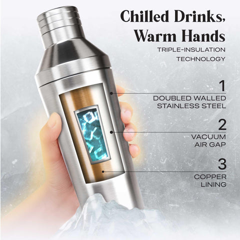 Bare Barrel double-wall shaker showcases durable, sweat-free exterior.