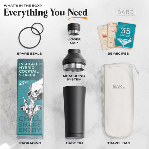 Bare Barrel leak-proof seal prevents spills during shaking