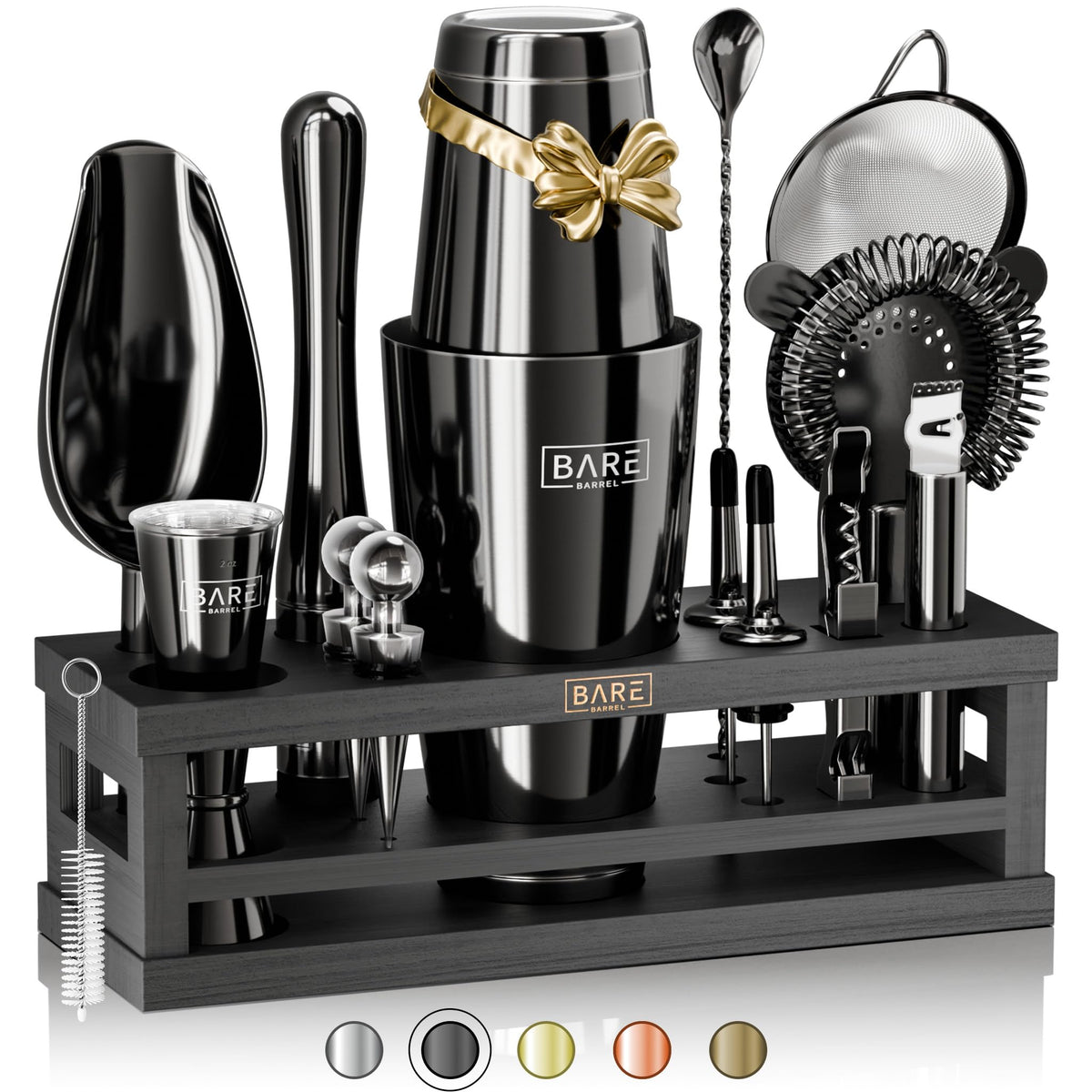 Bare Barrel mixology bartender kit ready for home cocktails and entertaining.