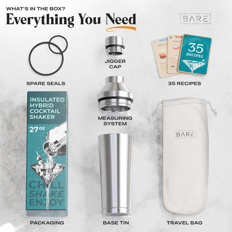 Bare Barrel travel bag included for portable cocktail making.