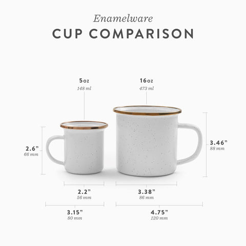 Barebones enamel cup dishwasher-safe feature enables effortless cleanup.