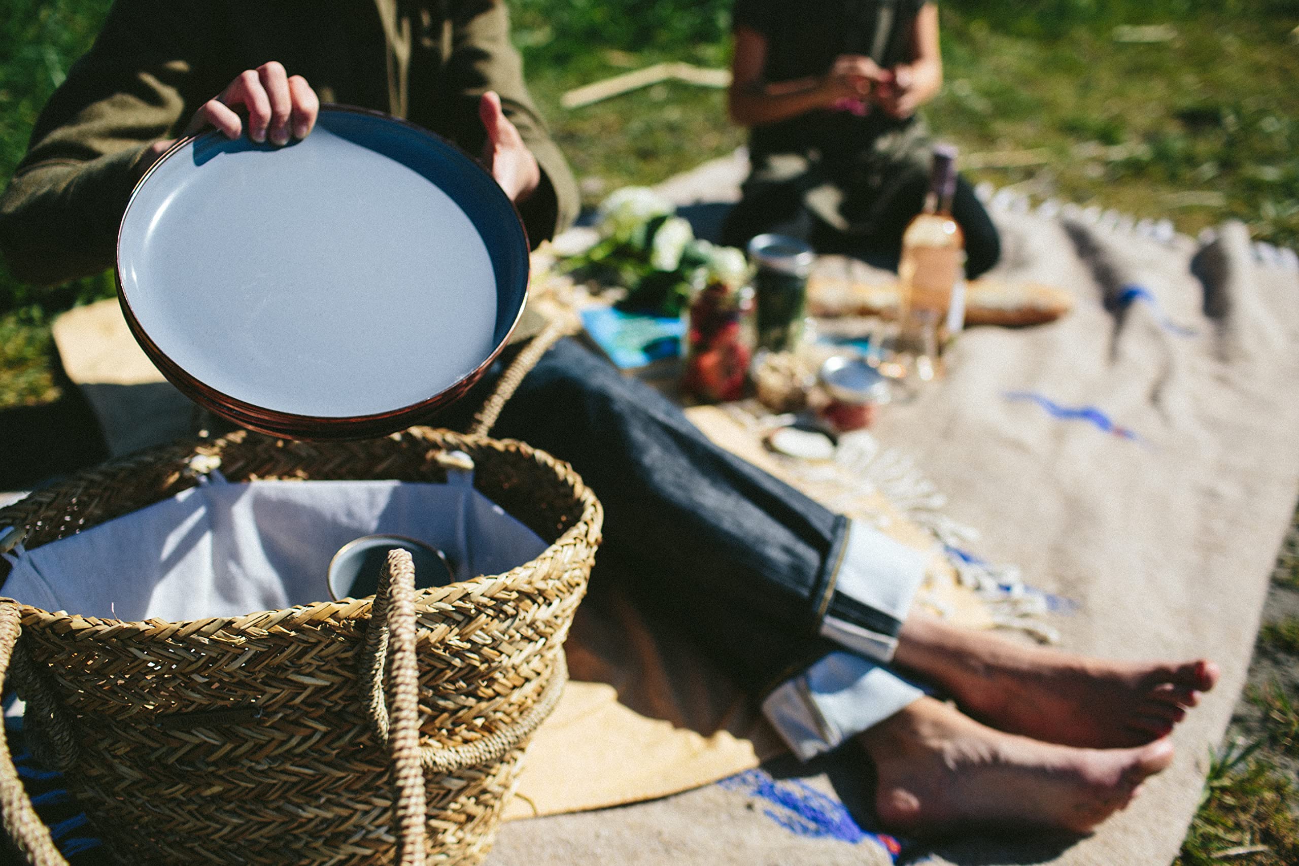 Barebones camping kitchen essentials pair these plates with mugs for a coordinated kit.