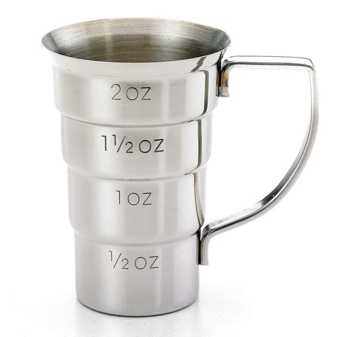 Barfly M37108 jigger external markings on both sides for quick measurements