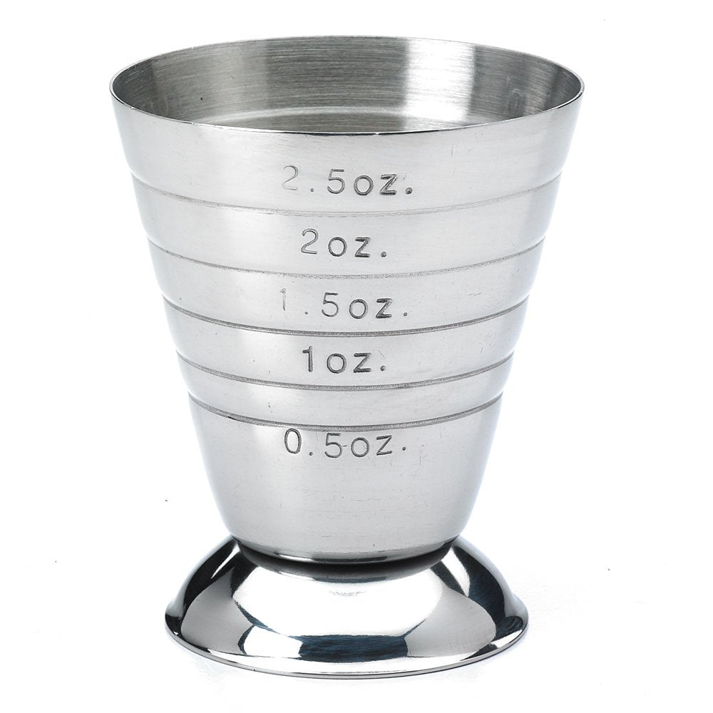 Barfly measuring cup with a footed base for stable pouring