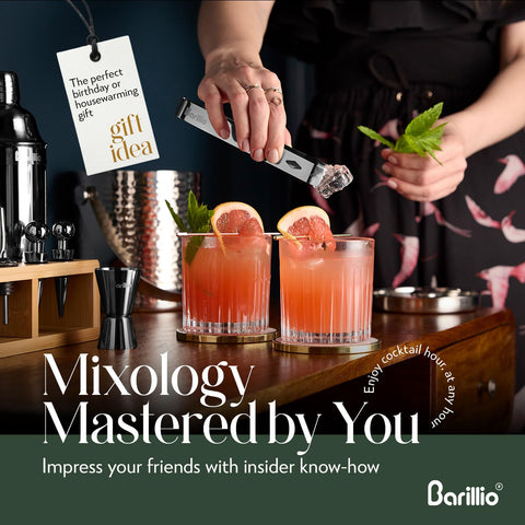 Barillio bamboo stand with tools, organized storage for stylish bar setups.