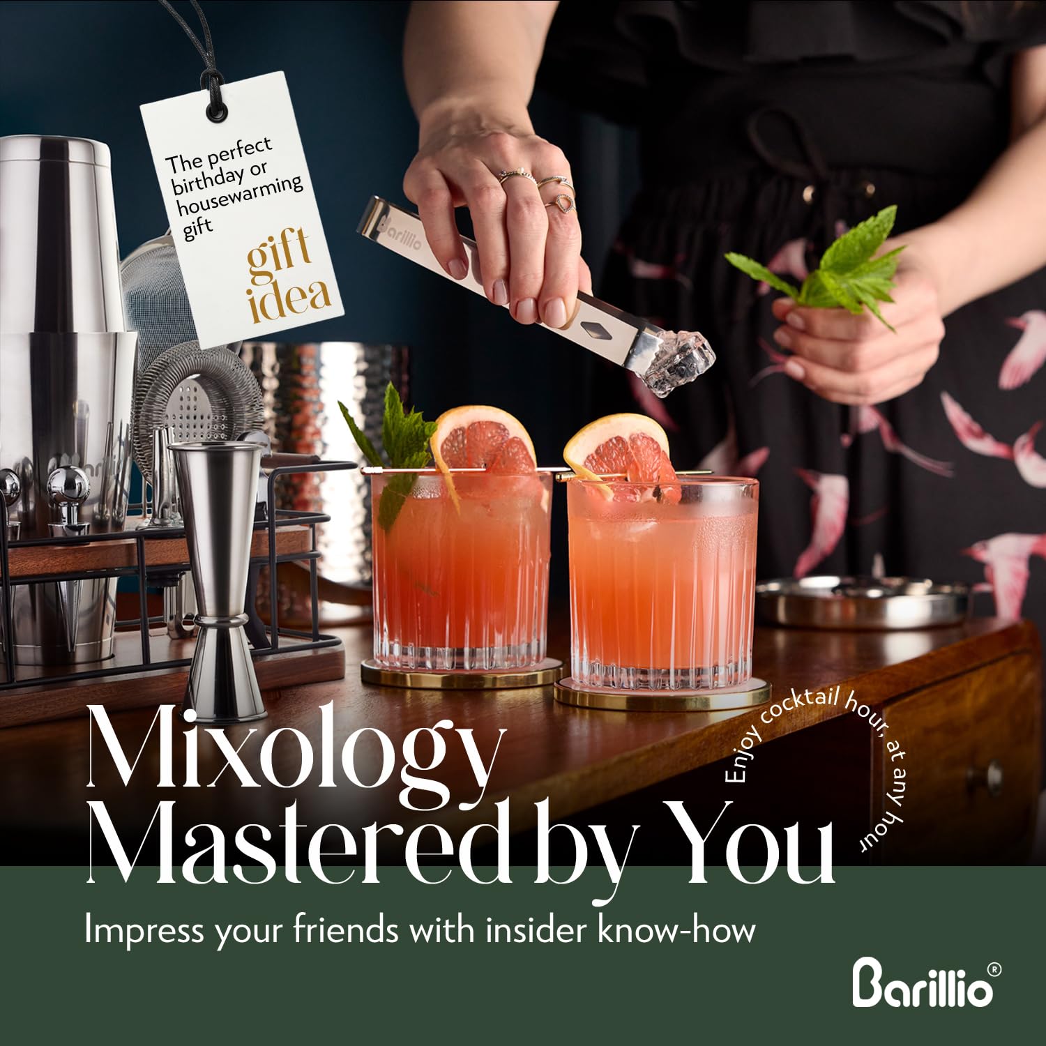 Barillio gift-ready kit on counter emphasizing premium finish and ready-to-serve elegance