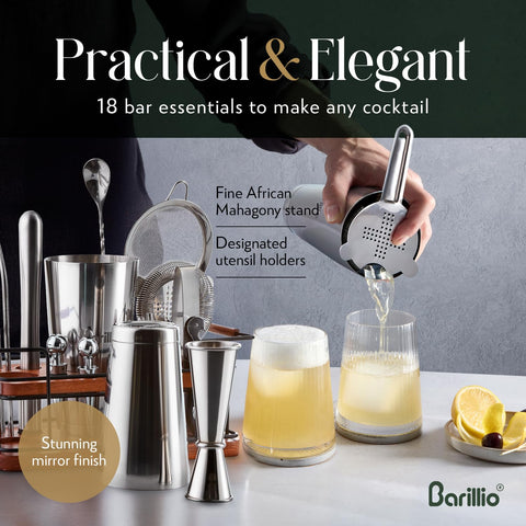Barillio Hawthorne strainer and pourers in action to streamline pour accuracy