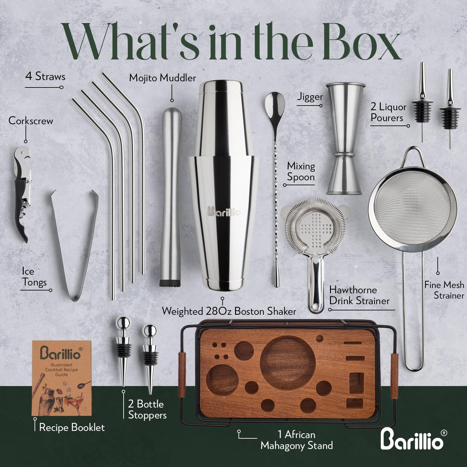 Barillio muddler and spiral spoon close-up showing precise muddling and stirring control