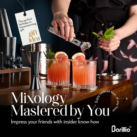Barillio Black Bartender Kit muddler boosts fresh muddling at home.