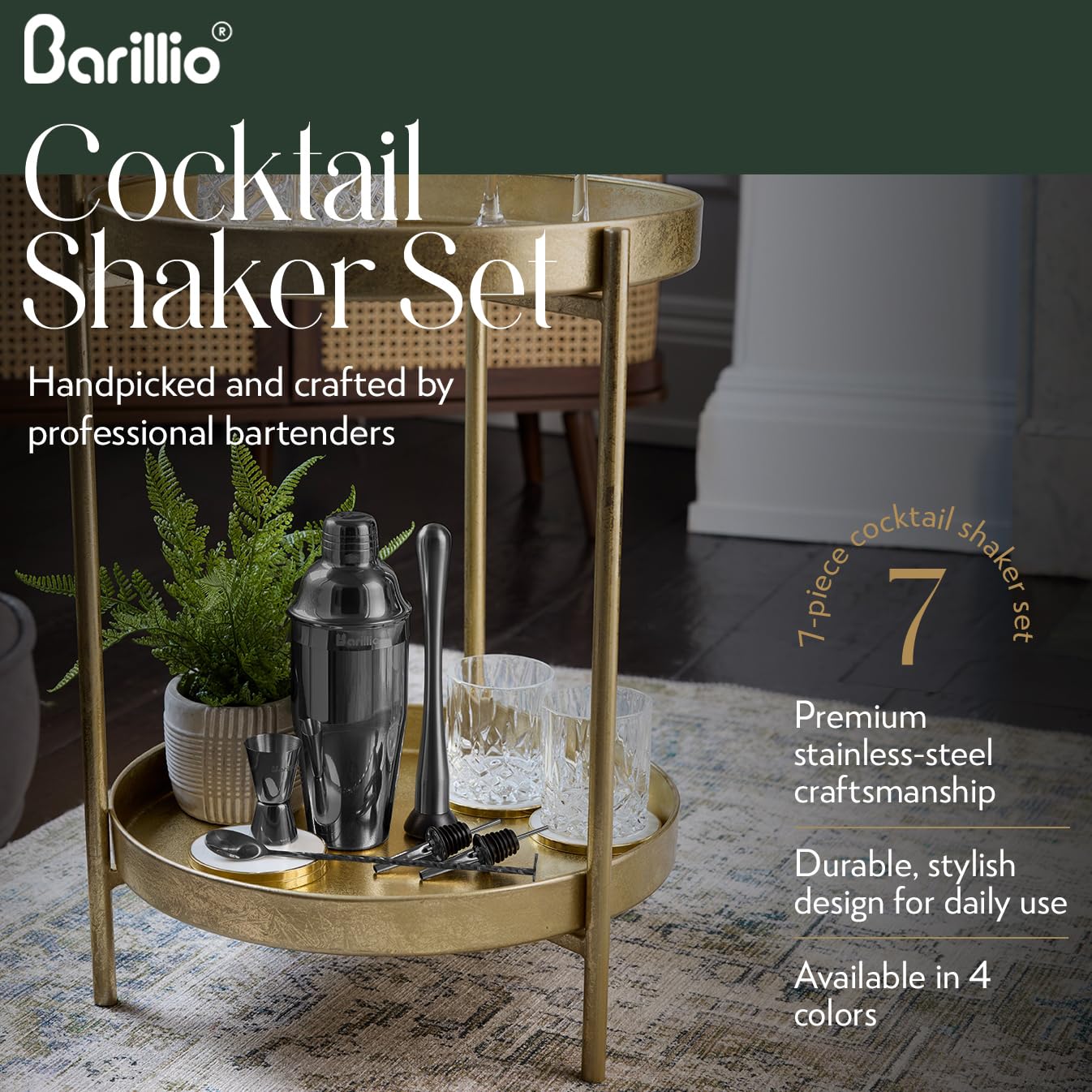 Barillio cocktail strainer to achieve smooth pours and balanced drinks.