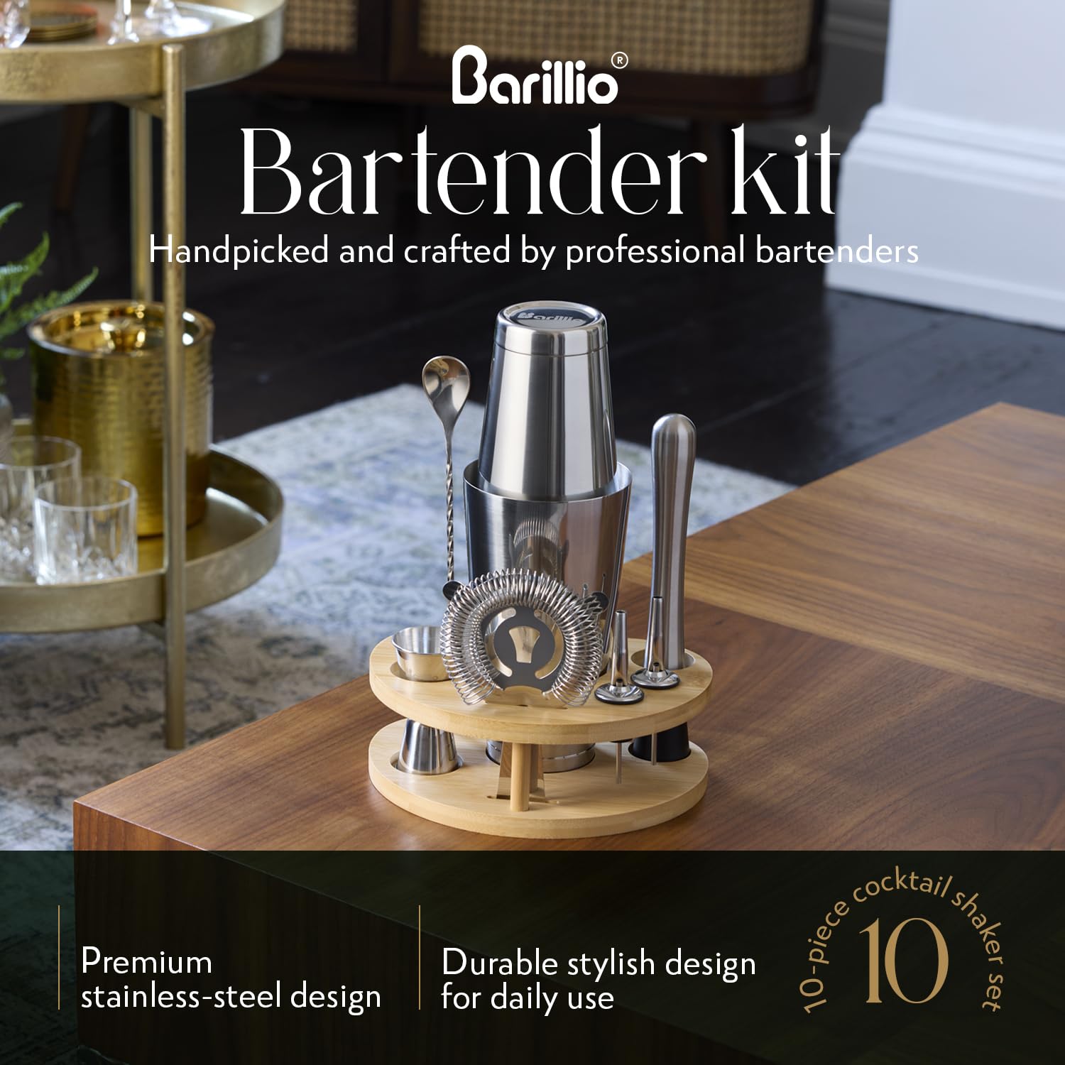 Barillio Elite Mixology Kit muddler delivers muddling power for fresh muddled cocktails.