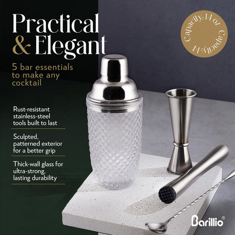 Gift-ready Barillio cocktail shaker set packaged elegantly.