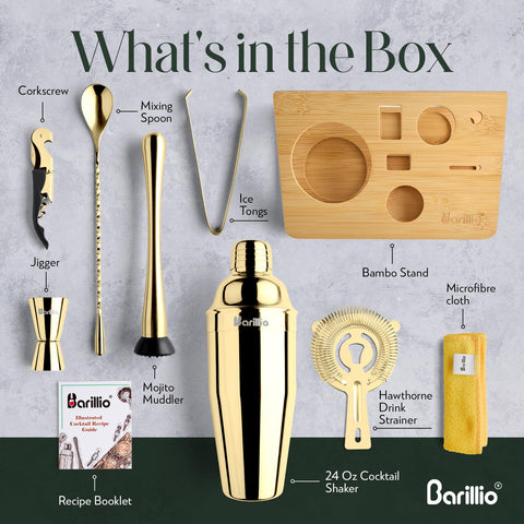 Barillio Gold bamboo stand showcasing elegant storage for bar tools.