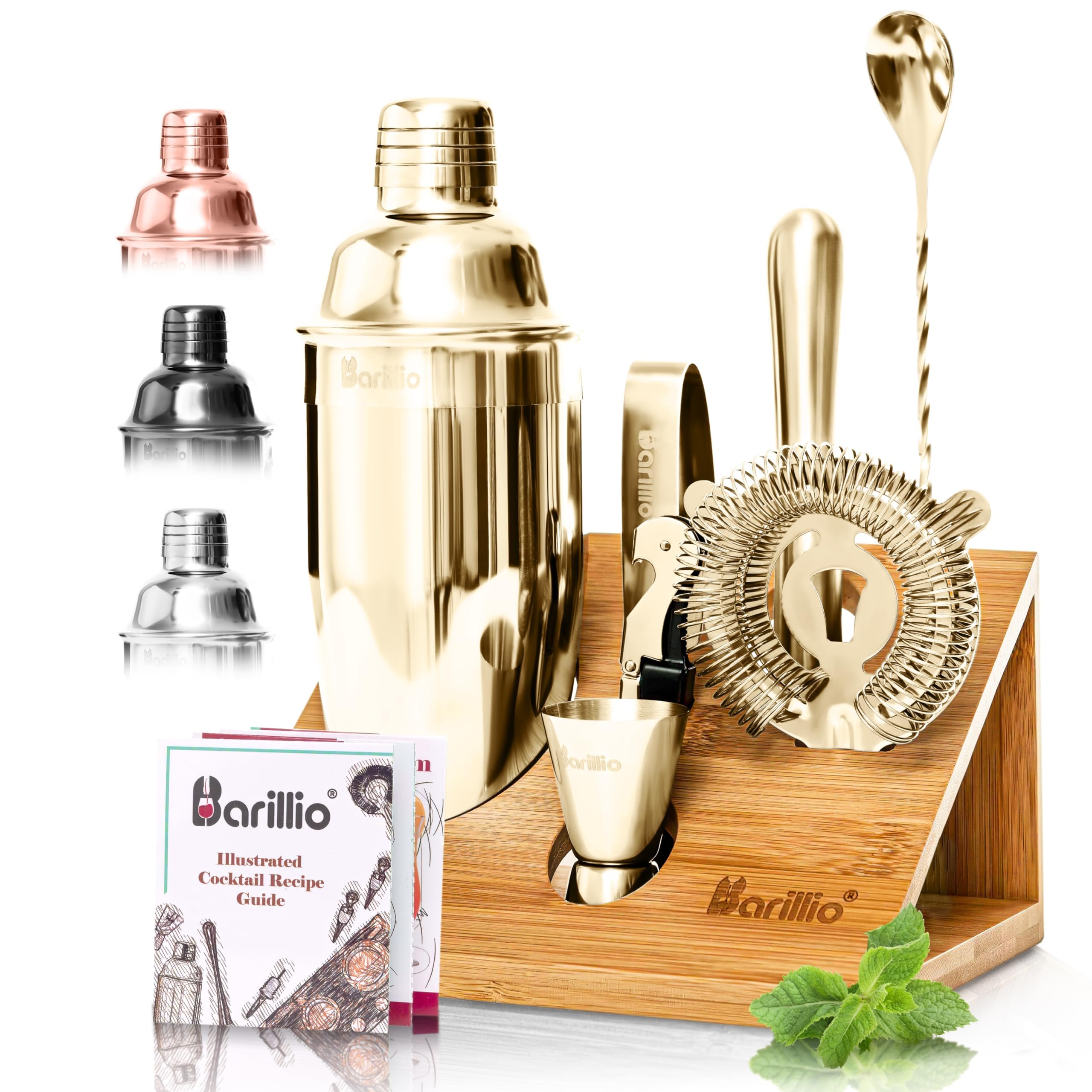 Barillio Gold shaker from the Bartender Kit for precise cocktail mixing at home.